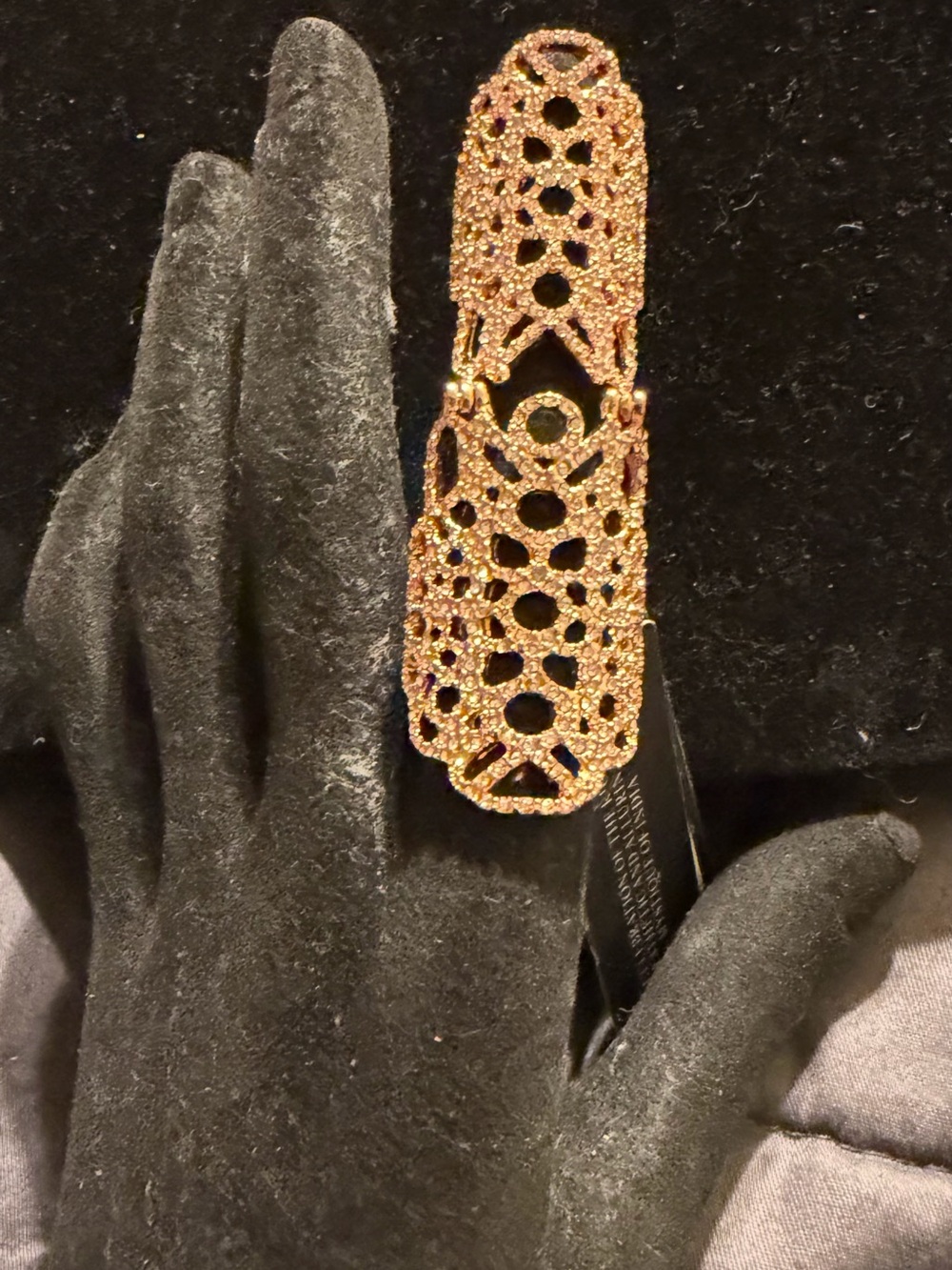 BCBGMaxAzria The Roxie  Rose Gold Filigree Long Statement  Size 6 Ring